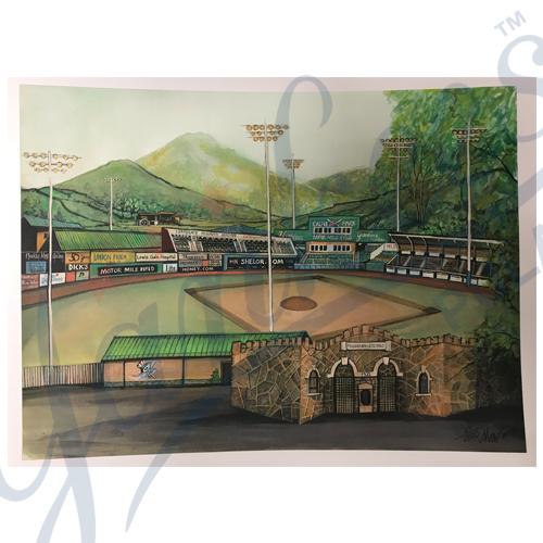 Pulaski Yankees P. Buckley Moss Calfee Park Print - 30.5" x 22.5"